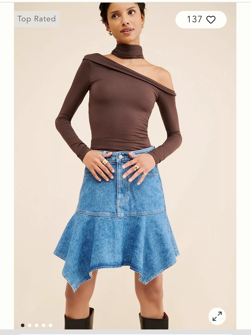 Warp + Weft Blue Asymmetrical Handkerchief Denim Skirt